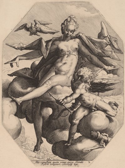 Vénus et Cupidon - attributed to Jacob Matham, after Hendrick Goltzius