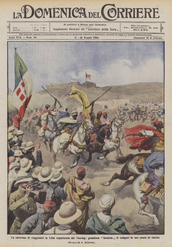 La caravane de voyageurs en Libye organisée par le Touring, grande fête indigène en son honneur à Garian - Achille Beltrame
