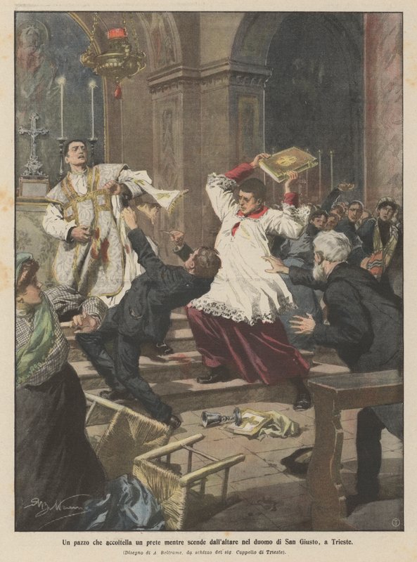 Un fou poignarde un prêtre en descendant de l