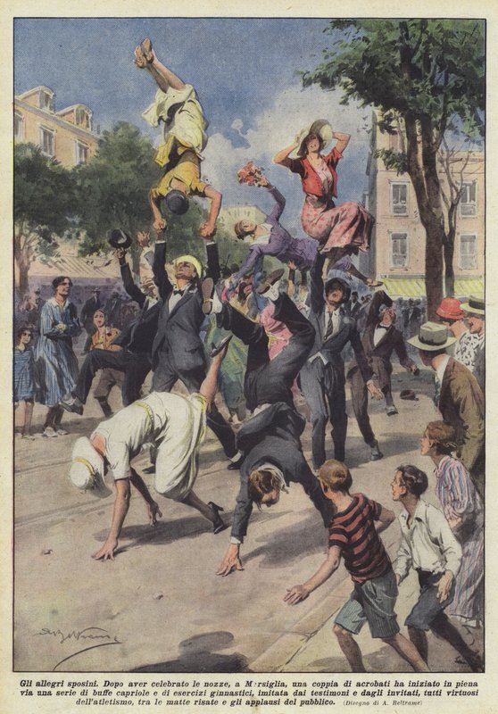 Les joyeux jeunes mariés - Achille Beltrame