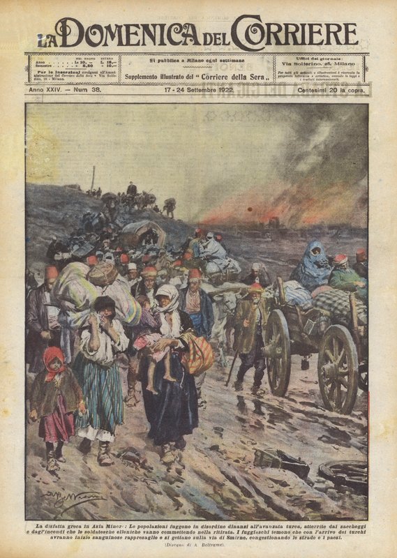 Les Grecs fuyant Smyrne, guerre gréco-turque (1919-22) 1922 - Achille Beltrame