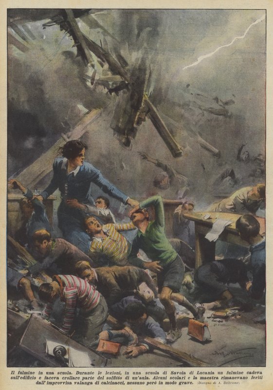 La foudre dans une école - Achille Beltrame