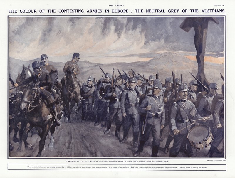 Soldats autrichiens marchant à travers le Tyrol, Première Guerre mondiale, 1914 - Addison Thomas Millar