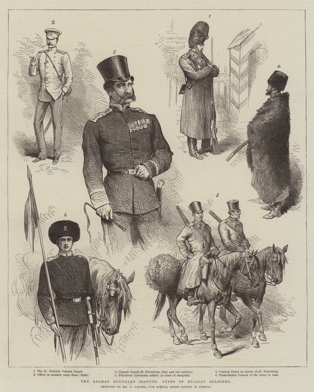 Le différend frontalier afghan, types de soldats russes - Adolf Alfred Larsen