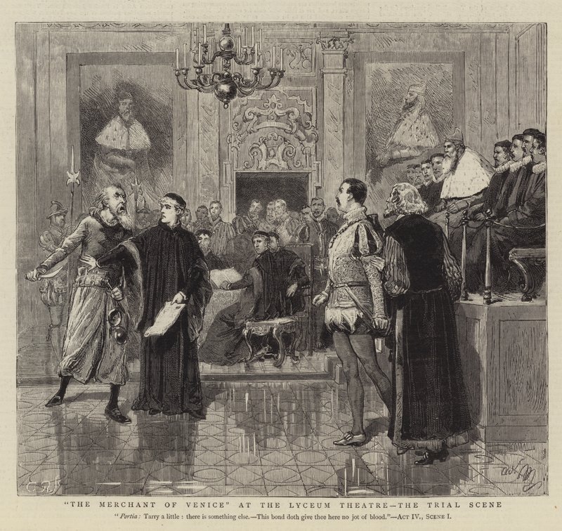 Le Marchand de Venise au Lyceum Theatre, la scène du procès - Adrien Emmanuel Marie