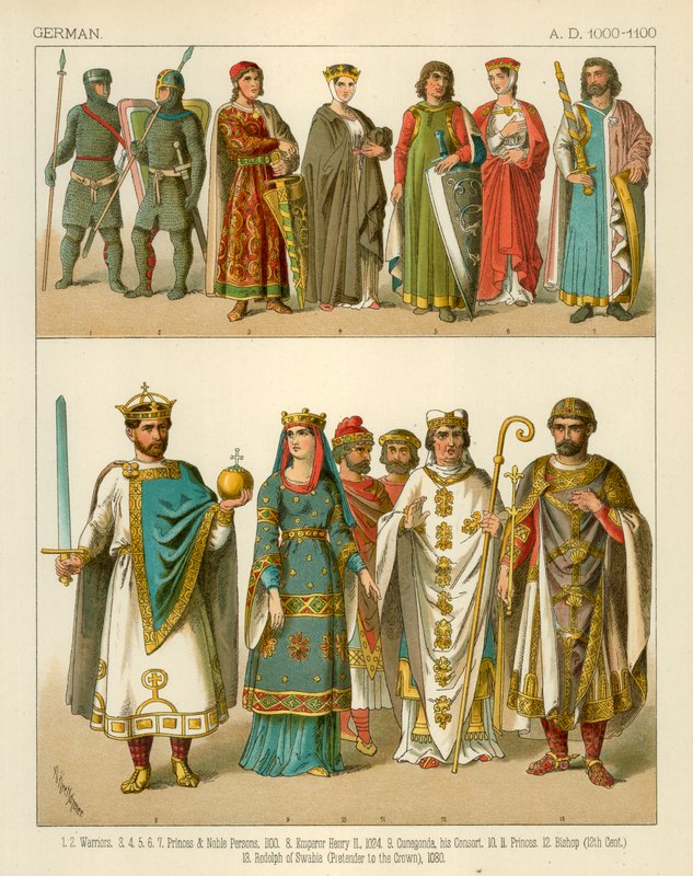 Costume allemand 1000-1100 AD - Albert Kretschmer