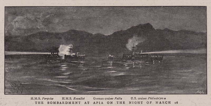 Le bombardement à Apia dans la nuit du 16 mars - Alexander Stuart Boyd