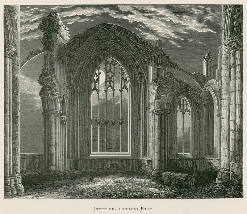 Abbaye de Melrose, intérieur, vue vers l