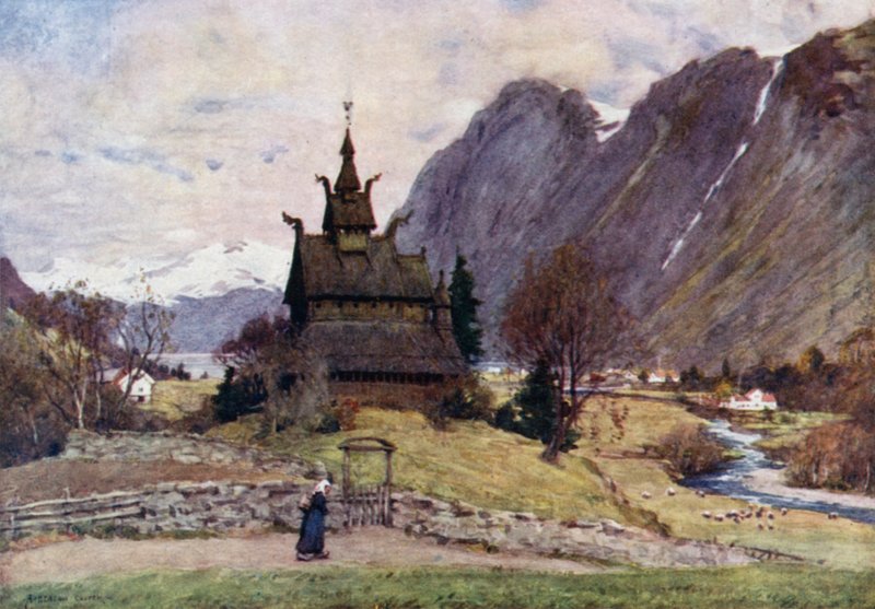 Vik Stavkirke, Sognefjord - Alfred Heaton Cooper