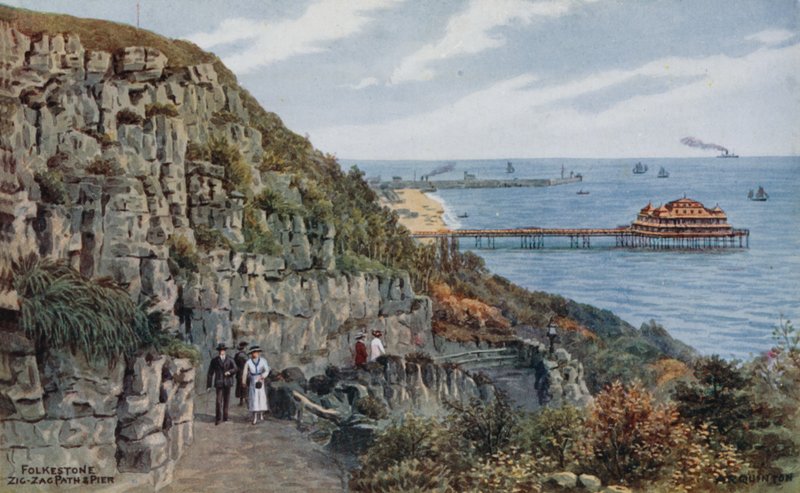 Folkestone, chemin en zigzag et jetée - Alfred Robert Quinton