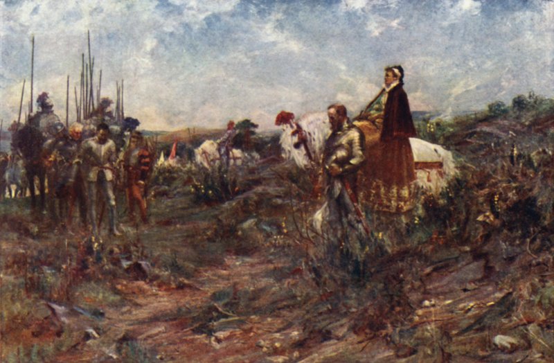 La reine Mary à Carberry Hill (lithographie en couleur) - Allan Stewart