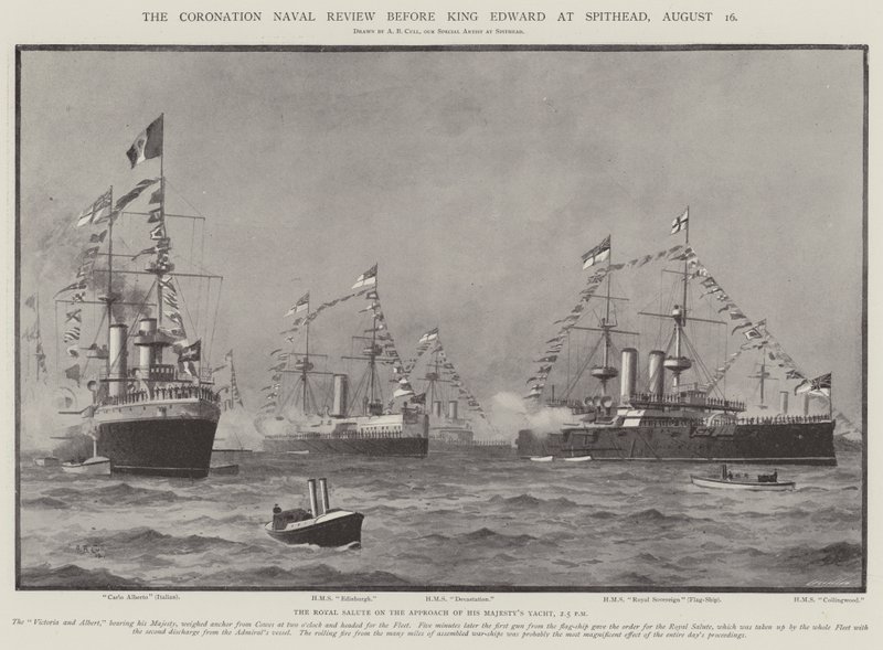 La Revue navale du couronnement devant le roi Édouard à Spithead, 16 août - Alma Claude Burlton Cull