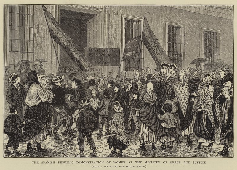 La République espagnole, manifestation de femmes au ministère de la Grâce et de la Justice - Alphonse Adolphe Bichard