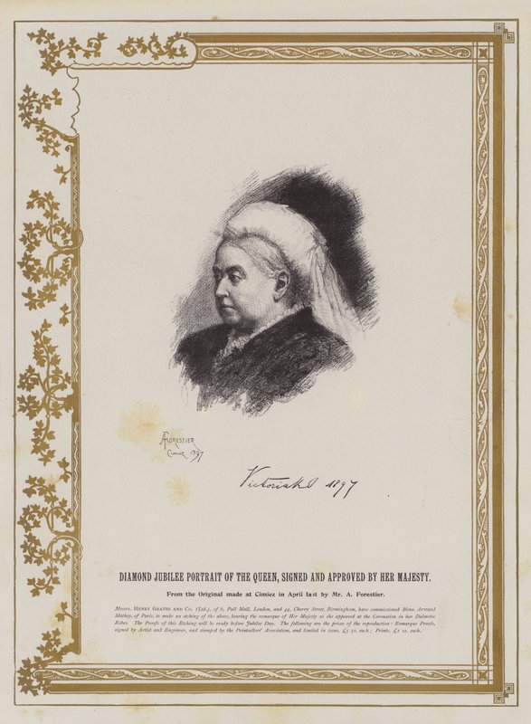 Portrait du jubilé de diamant de la reine, signé et approuvé par Sa Majesté - Amedee Forestier