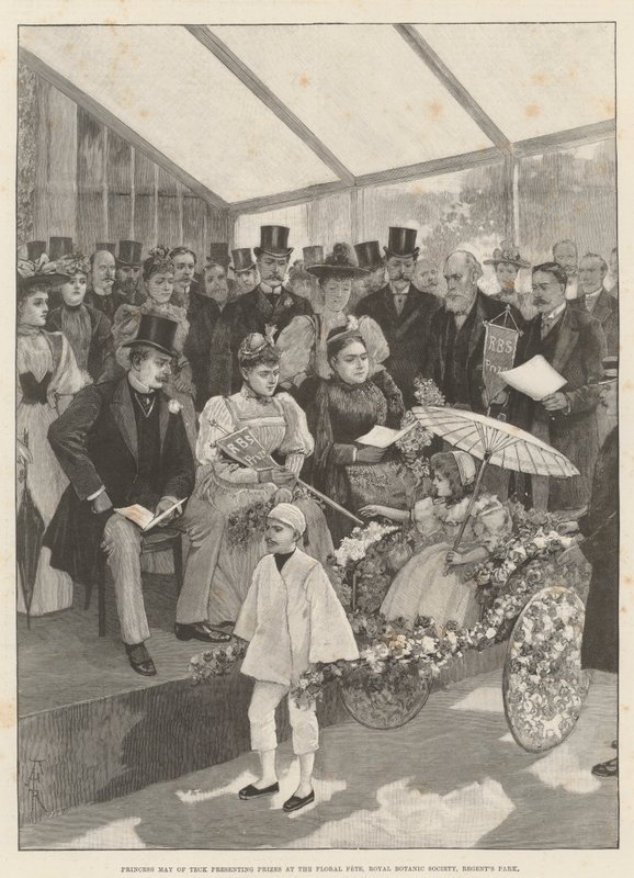 La princesse May de Teck remettant des prix à la fête florale, Société royale de botanique, Regent
