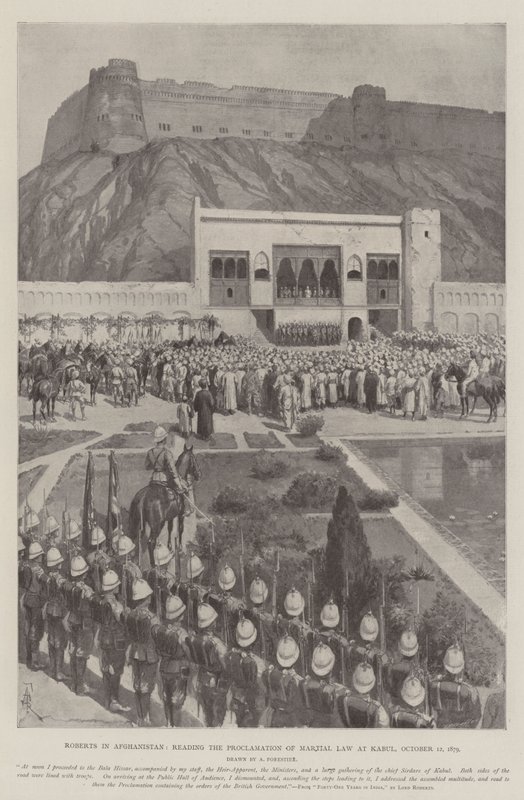 Roberts en Afghanistan, lisant la Proclamation de la Loi Martiale à Kaboul, 12 octobre 1879 - Amedee Forestier