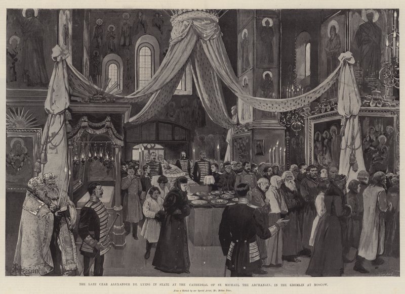 Le Dernier Tsar Alexandre III Allongé en État à la Cathédrale de Saint-Michel-Archange, au Kremlin à Moscou - Amedee Forestier