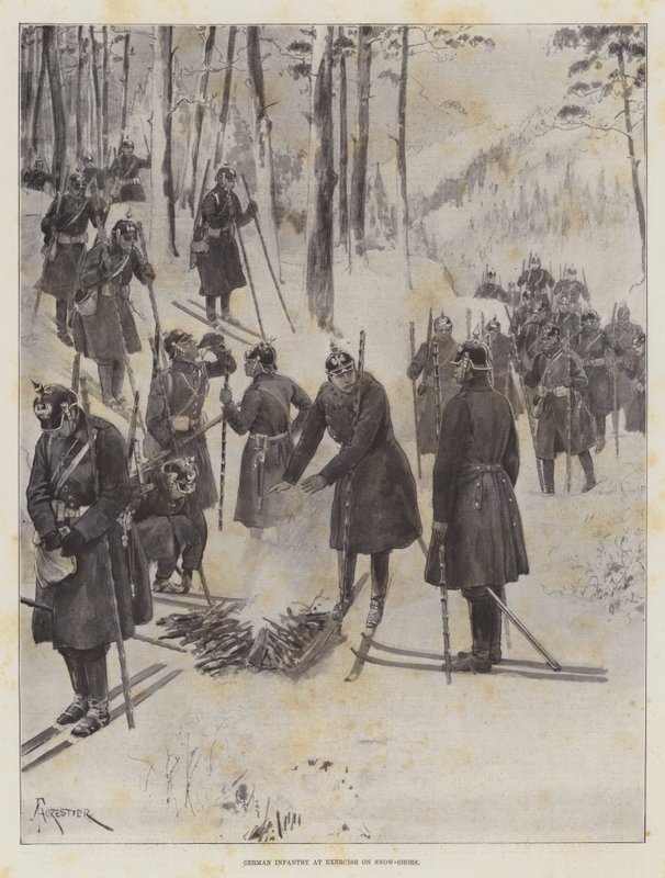 Infanterie allemande en exercice sur des raquettes - Amedee Forestier