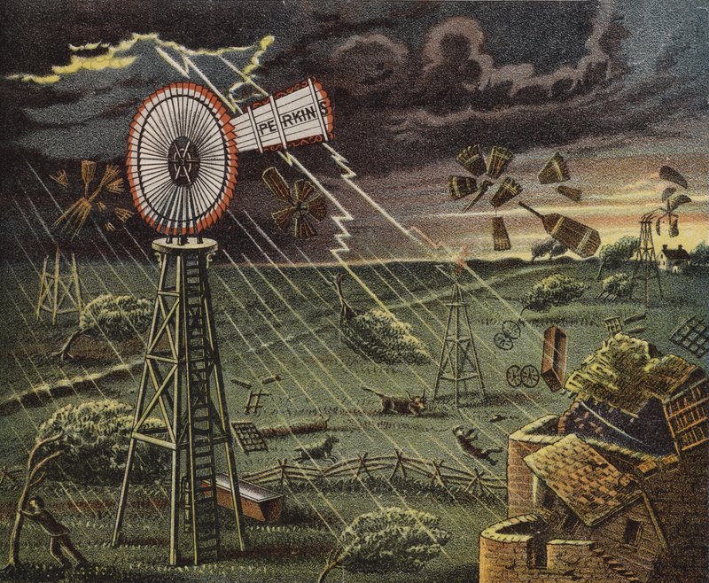 Carte publicitaire américaine pour les moulins à vent Perkins - American School