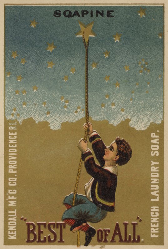 Garçon grimpant à la corde vers les étoiles - American School