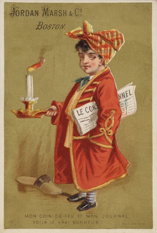 Garçon avec un journal portant une bougie allumée - American School