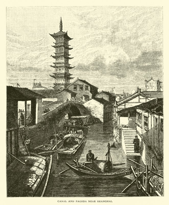 Canal et pagode près de Shanghai - American School