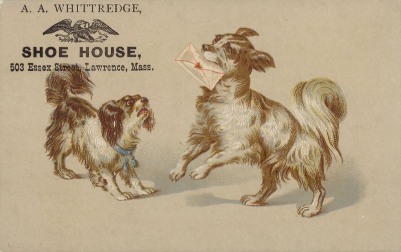 Chien tenant une lettre dans la bouche - American School