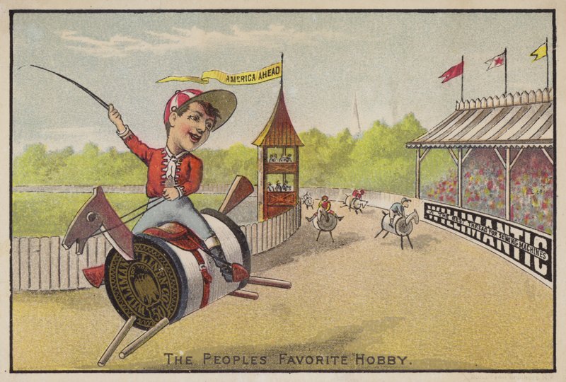 Course de chevaux sur des bobines de coton - American School