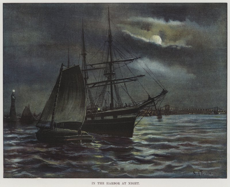 Dans le port la nuit - American School