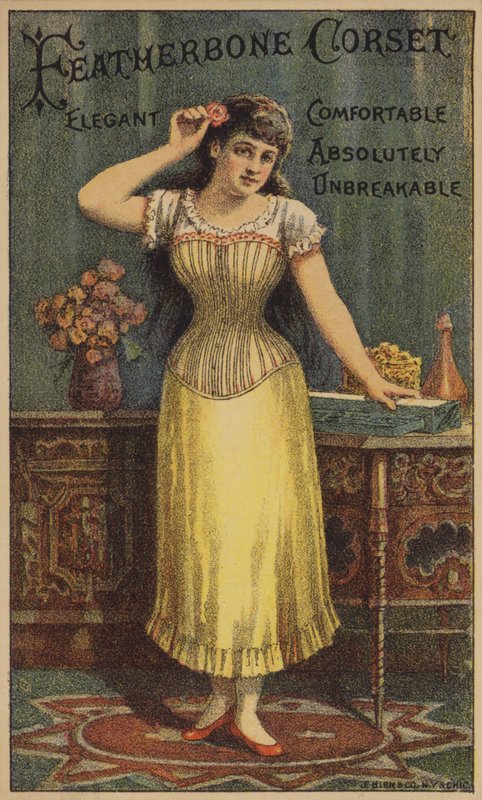 Dame portant un corset jaune - American School
