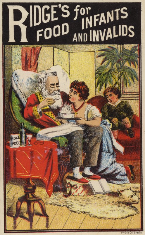 Vieil homme dans une chaise mangeant avec une cuillère - American School