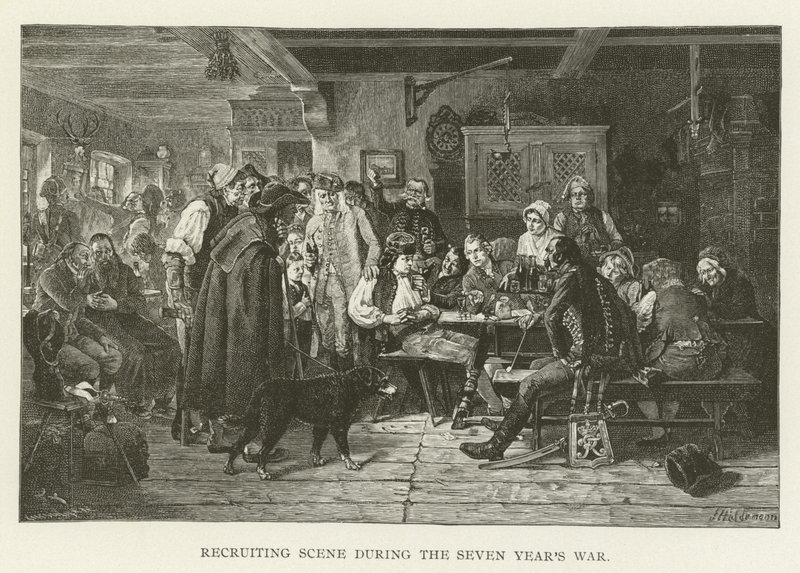 Scène de recrutement pendant la guerre de Sept Ans - American School