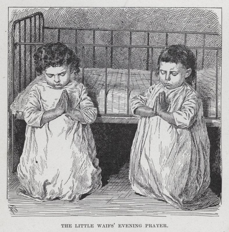 La prière du soir des petits orphelins (lithographie) - American School
