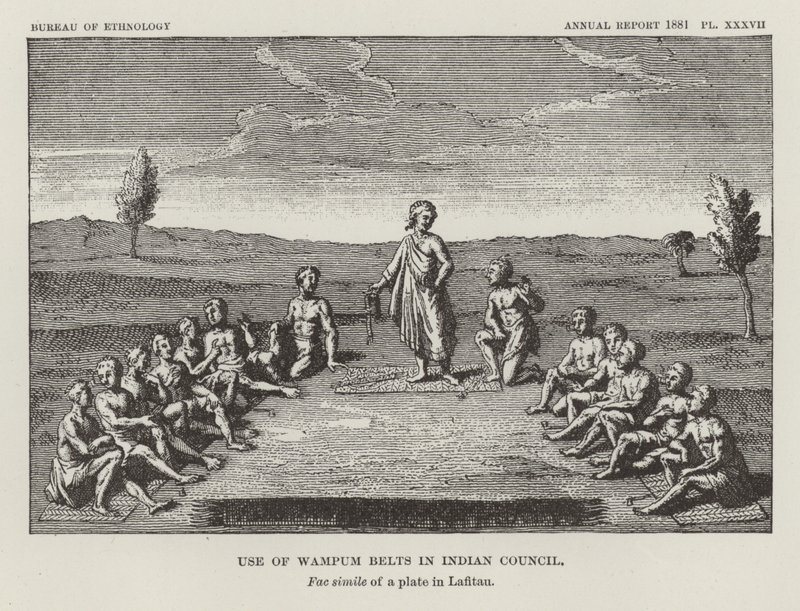 Utilisation des ceintures de wampum dans le conseil indien - American School