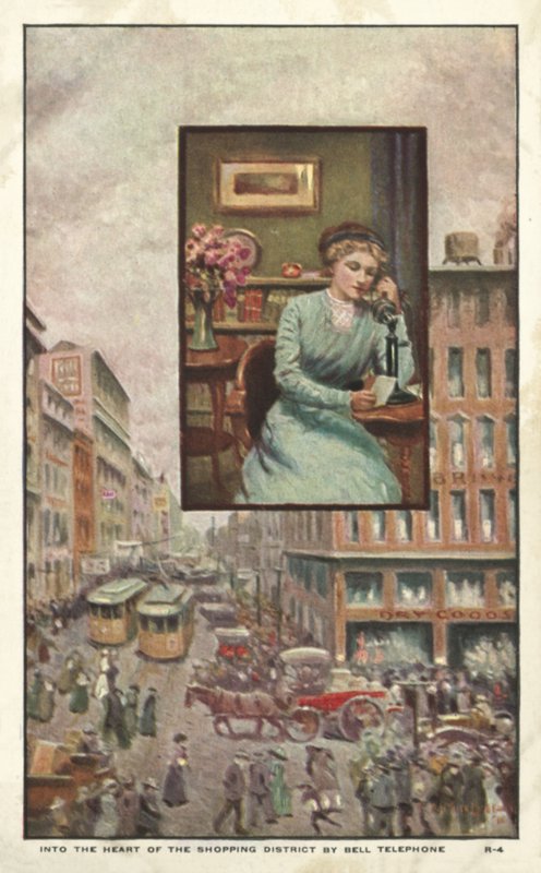 Femme téléphonant à un magasin - American School