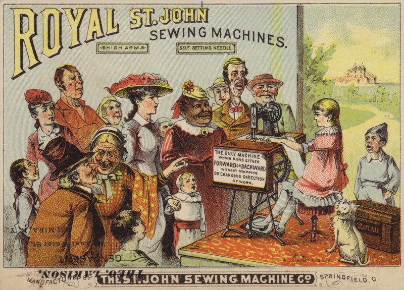 Jeune fille travaillant à une machine à coudre - American School