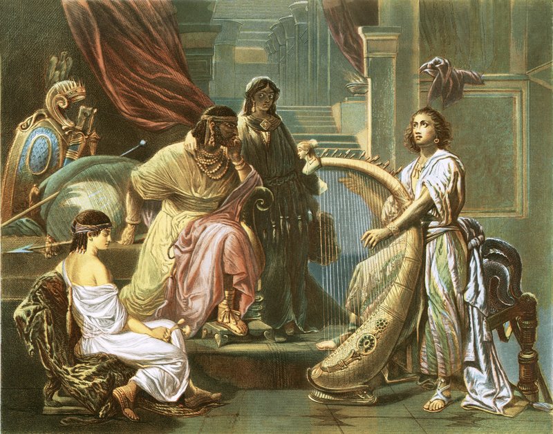 David jouant de la harpe pour Saül - Andreas Cellarius