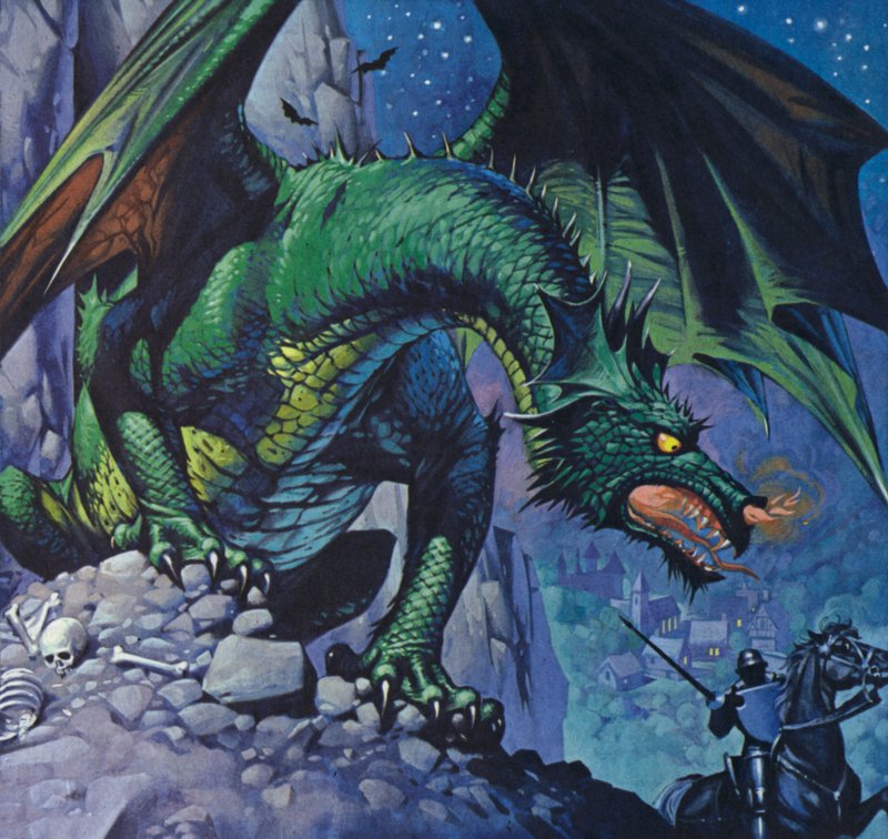 Dragons (colour litho) - Angus McBride