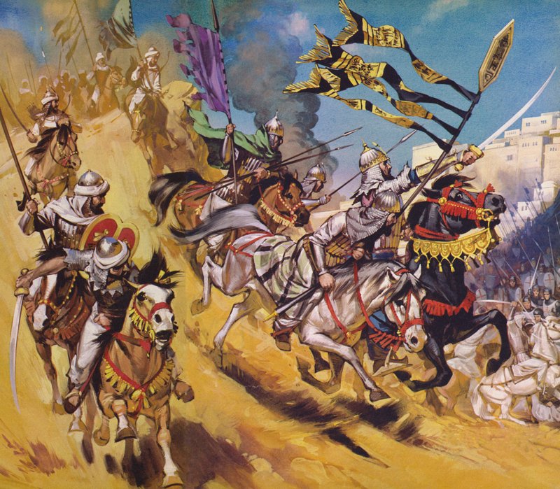 Saladin et ses Sarrasins (lithographie couleur) - Angus McBride