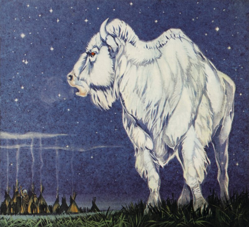 Le buffle blanc (lithographie couleur) - Angus McBride