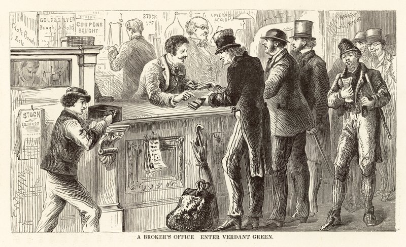 Un bureau de courtiers, entrée de Verdant Green - Arthur Lumley