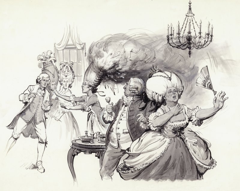 Perruques allumées (gouache sur papier) - Barrie Linklater