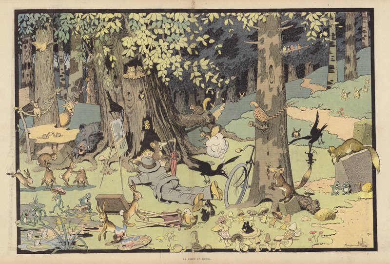 La forêt jubilante (lithographie en couleur) - Benjamin Rabier