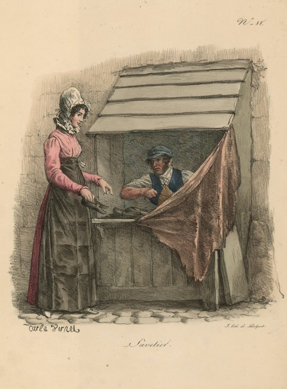Cordonier assis derrière un étal - Carle Vernet