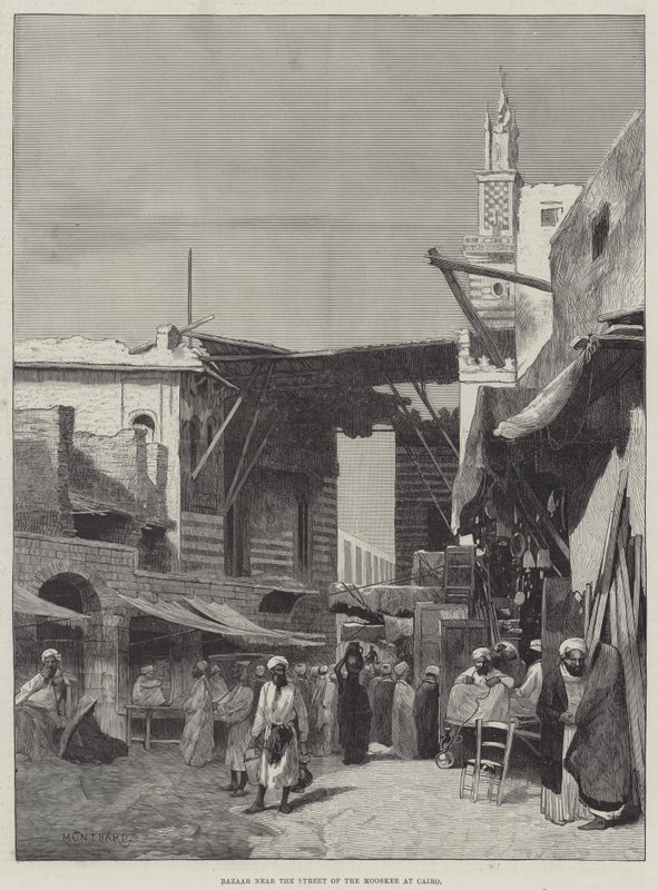 Bazar près de la rue du Mooskee au Caire - Charles Auguste Loye