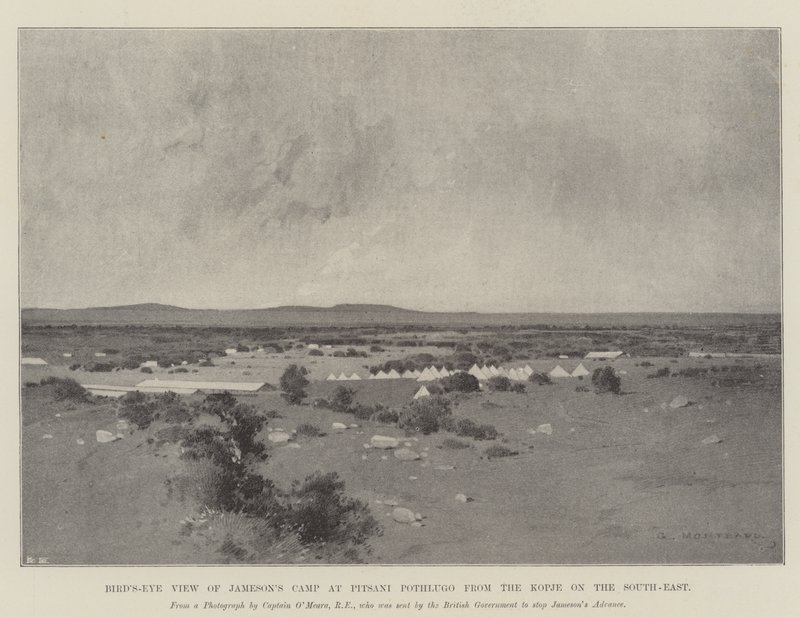 Vue aérienne du camp de Jameson à Pitsani Pothlugo depuis le Kopje au sud-est - Charles Auguste Loye