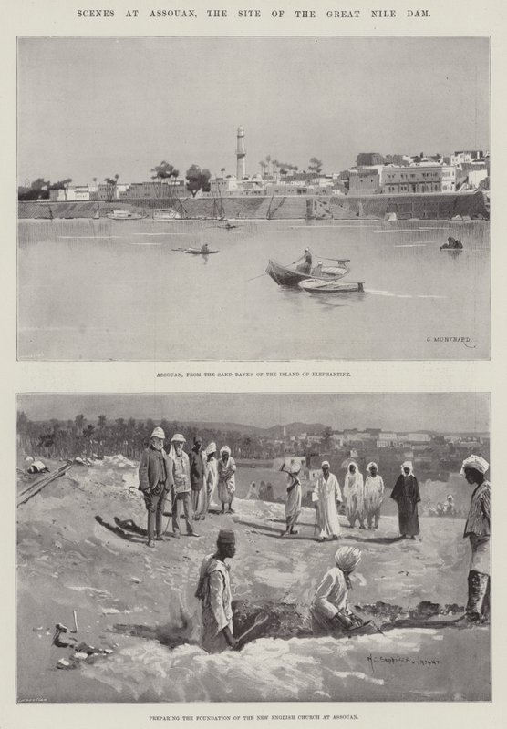 Scènes à Assouan, le site du grand barrage du Nil - Charles Auguste Loye