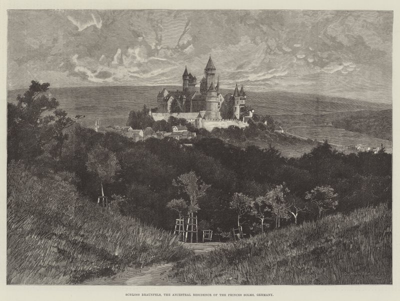 Château de Braunfels, la résidence ancestrale des princes Solms, Allemagne - Charles Auguste Loye