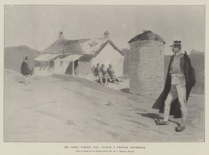 La Guerre Gréco-Turque, devant un Blockhaus de la Frontière - Charles Auguste Loye