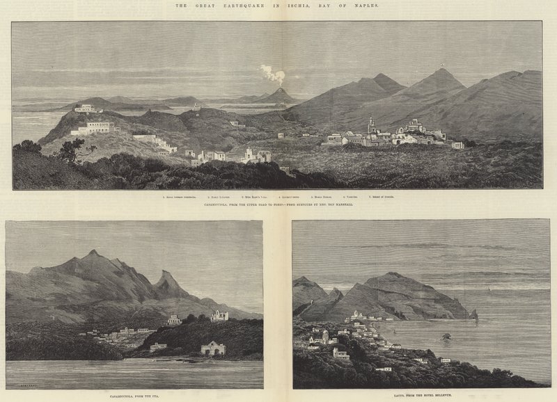 Le grand tremblement de terre à Ischia, baie de Naples - Charles Auguste Loye